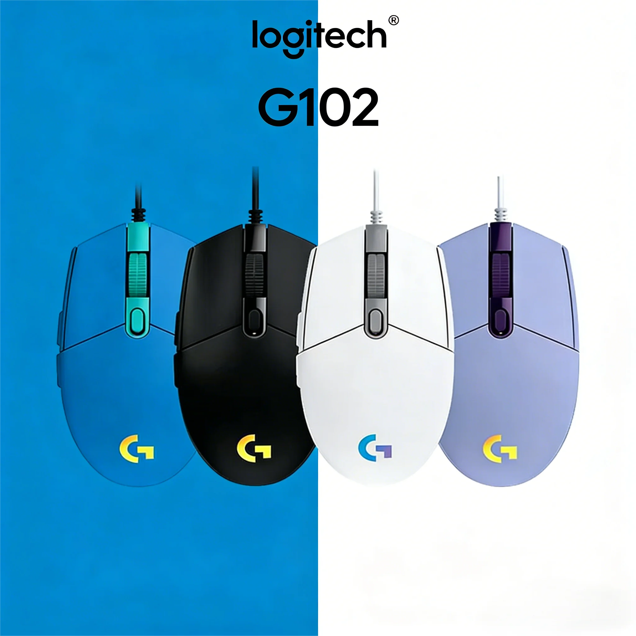 Logitech G102 Wired Gaming Peripheral, Stable Wired Connection, RGB & Macro Side Buttons for Gamers
