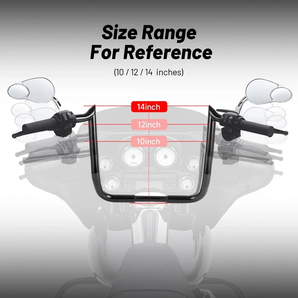 14 Inch Meathook Handlebars Black Fit For Harley Street Glide Electra Glide Road Glide Road King Touring Models 1" Handle Bar
14 Inch Meathook Handlebars Black Fit For Harley Street Glide Electra Glide Road Glide Road King Touring Models 1" Handle Bar
