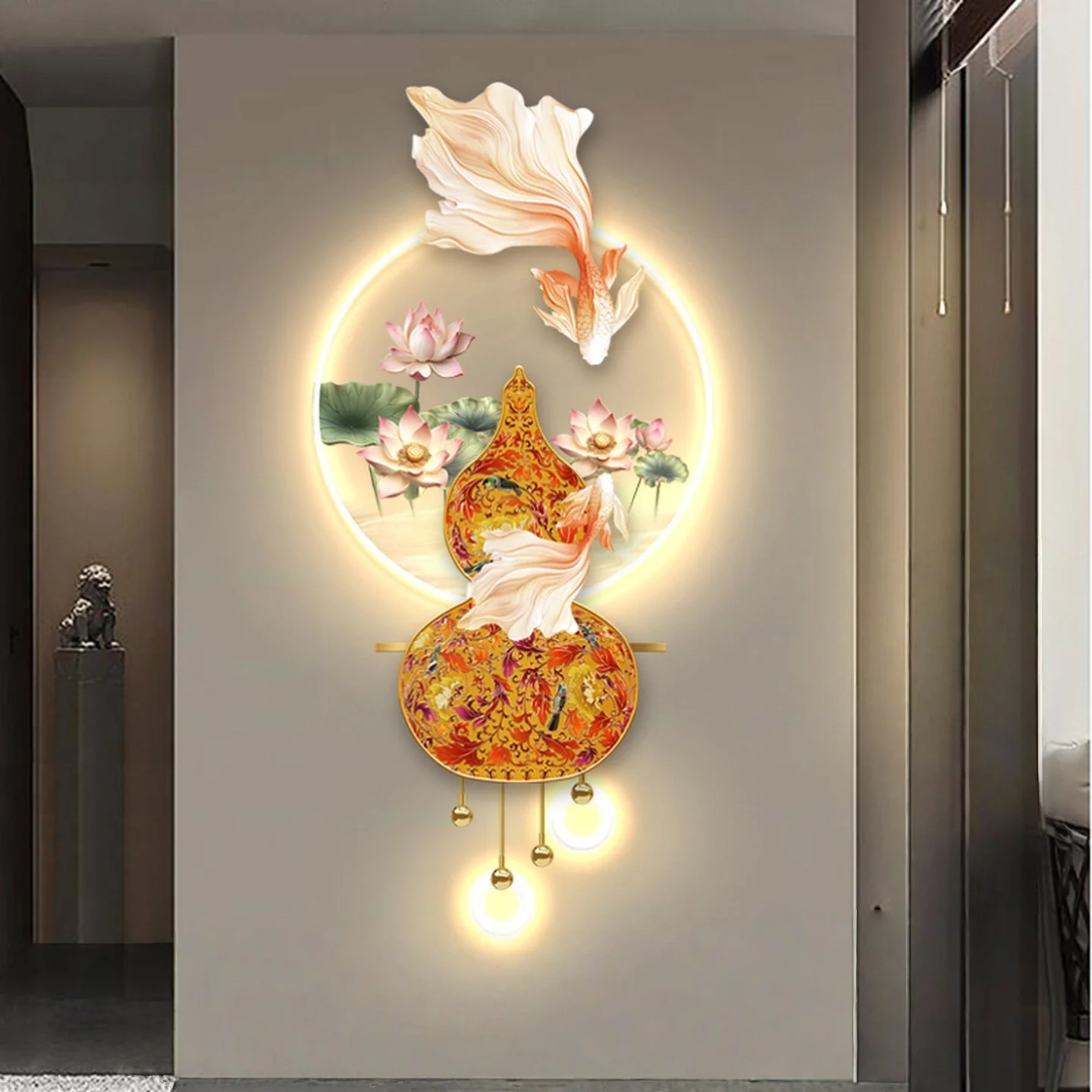 Lotus And Koi Carp Entrance Led Decoration Painter Living Room Sofa Bedroom Corridor Wall Lotus Hanging Painting Mural Light
Lotus And Koi Carp Entrance Led Decoration Painter Living Room Sofa Bedroom Corridor Wall Lotus Hanging Painting Mural Light