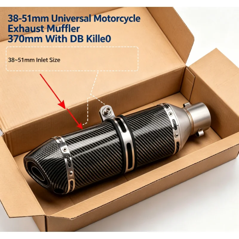 38-51mm Universal Motorcycle Exhaust Muffler 370mm Slip On Tail Pipe With DB Killer For Ninja400 Z900 MT07 CBR650R 450SR R3
38-51mm Universal Motorcycle Exhaust Muffler 370mm Slip On Tail Pipe With DB Killer For Ninja400 Z900 MT07 CBR650R 450SR R3