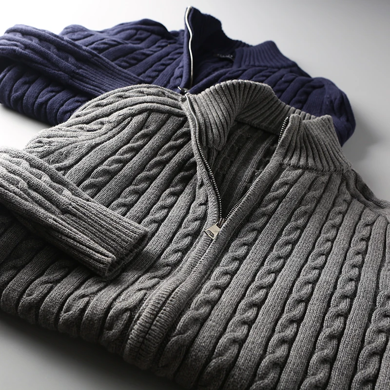 Thickened Long Velvet Cotton Men's Knitted Sweater Zipper Cardigan Warm Cozy Fashion Urban Style Knitwear for Autumn Winter
Thickened Long Velvet Cotton Men's Knitted Sweater Zipper Cardigan Warm Cozy Fashion Urban Style Knitwear for Autumn Winter