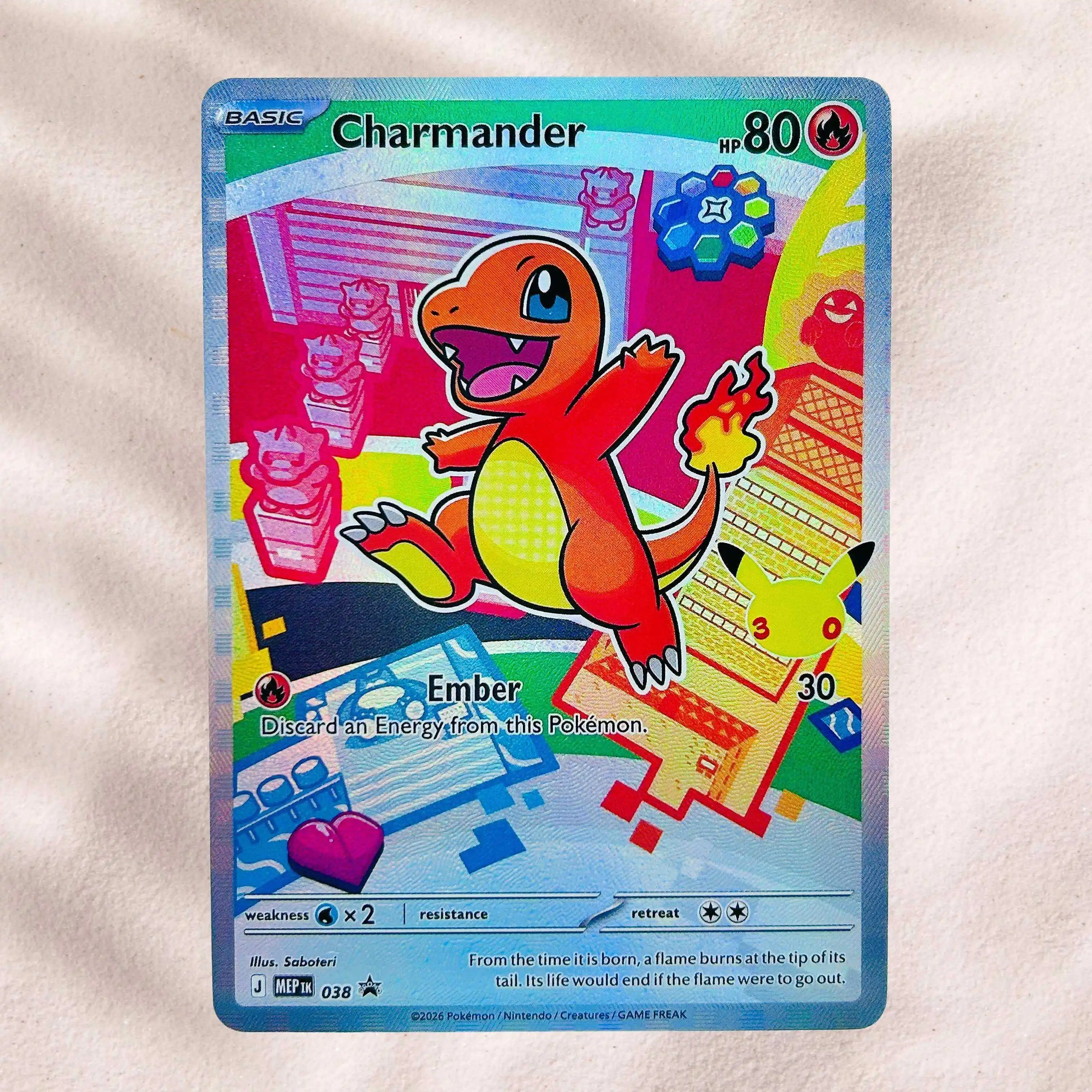 DIY Pokemon Charmander 038 Single Holographic Texture Cards English Version Perfect Condition Classic Anime Collectible TCG
DIY Pokemon Charmander 038 Single Holographic Texture Cards English Version Perfect Condition Classic Anime Collectible TCG