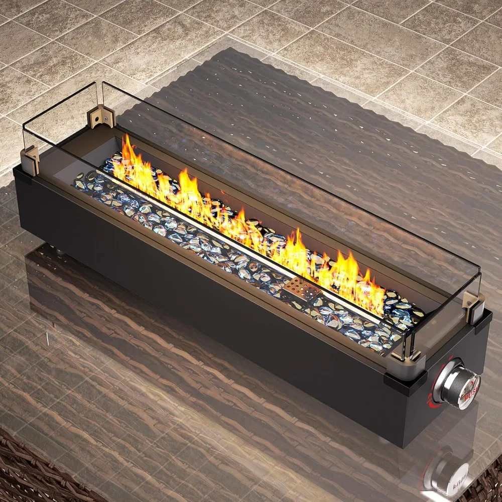 28 Inch Table Top Propane Fire Pit, 50,000 BTU Tabletop Firepit with Glass Wind Guard & Glass Beads, Nylon Cover
28 Inch Table Top Propane Fire Pit, 50,000 BTU Tabletop Firepit with Glass Wind Guard & Glass Beads, Nylon Cover