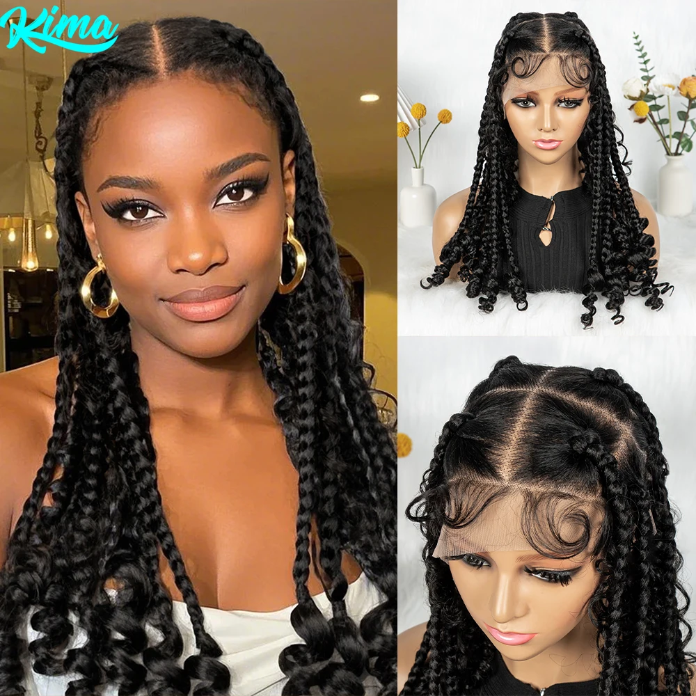 Box Braided Wigs Square Knotless Box Braids Hair Full Lace Cornrow Braiding Glueless Wig with Curly Hair For Black Women
Box Braided Wigs Square Knotless Box Braids Hair Full Lace Cornrow Braiding Glueless Wig with Curly Hair For Black Women