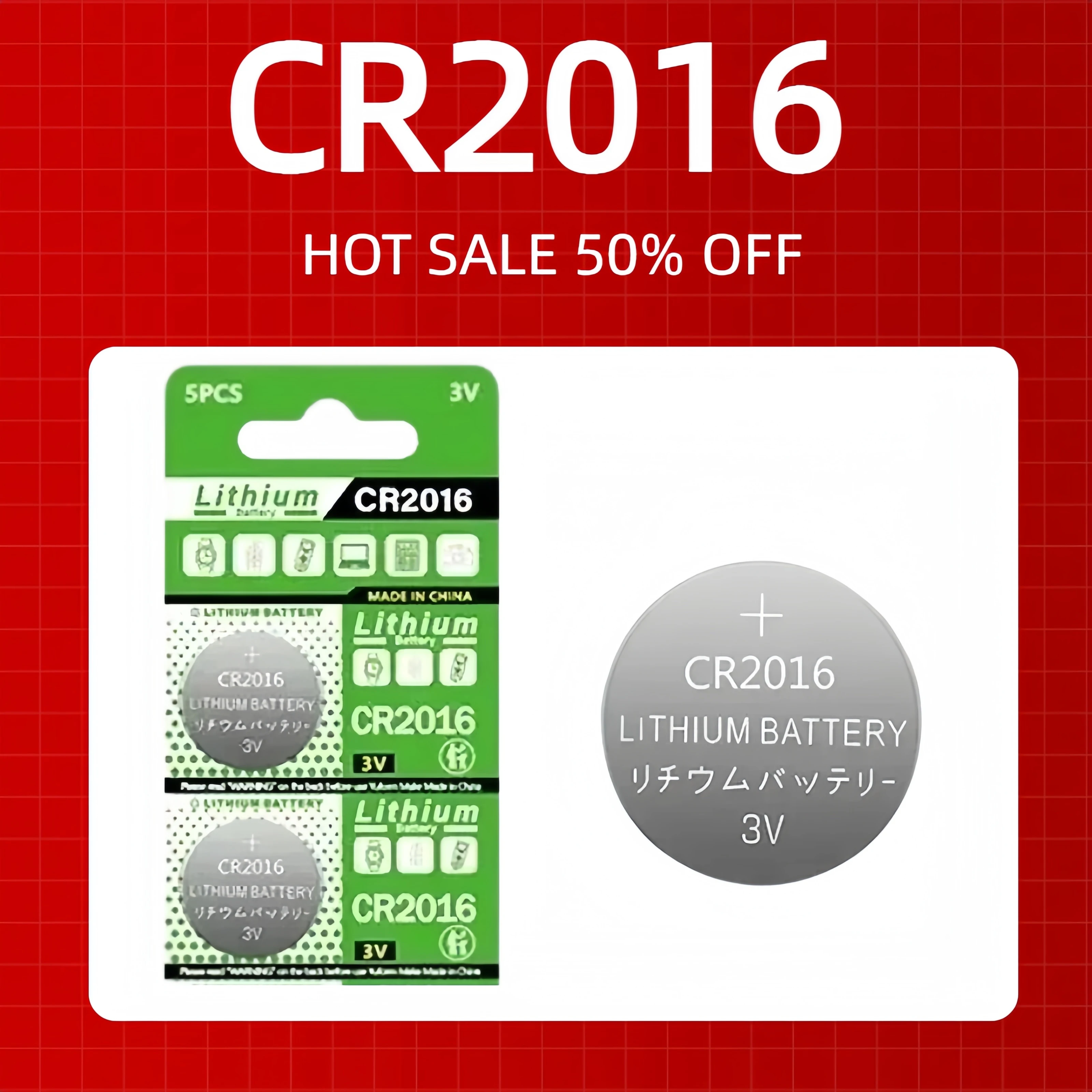 5PCS CR2016 Button Batteries DL2016 BR2016 LM2016 CR 2016 Cell Coin Lithium Battery For Watch Electronic Toy Calculators
5PCS CR2016 Button Batteries DL2016 BR2016 LM2016 CR 2016 Cell Coin Lithium Battery For Watch Electronic Toy Calculators