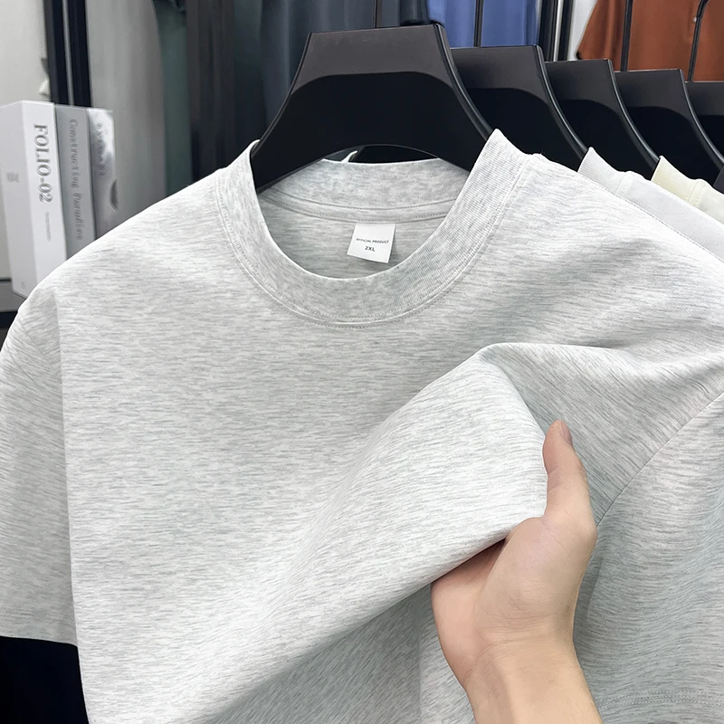 High quality silk cotton short sleeve T-shirt men's summer fashion classic trend simple solid color round neck breathable top
High quality silk cotton short sleeve T-shirt men's summer fashion classic trend simple solid color round neck breathable top