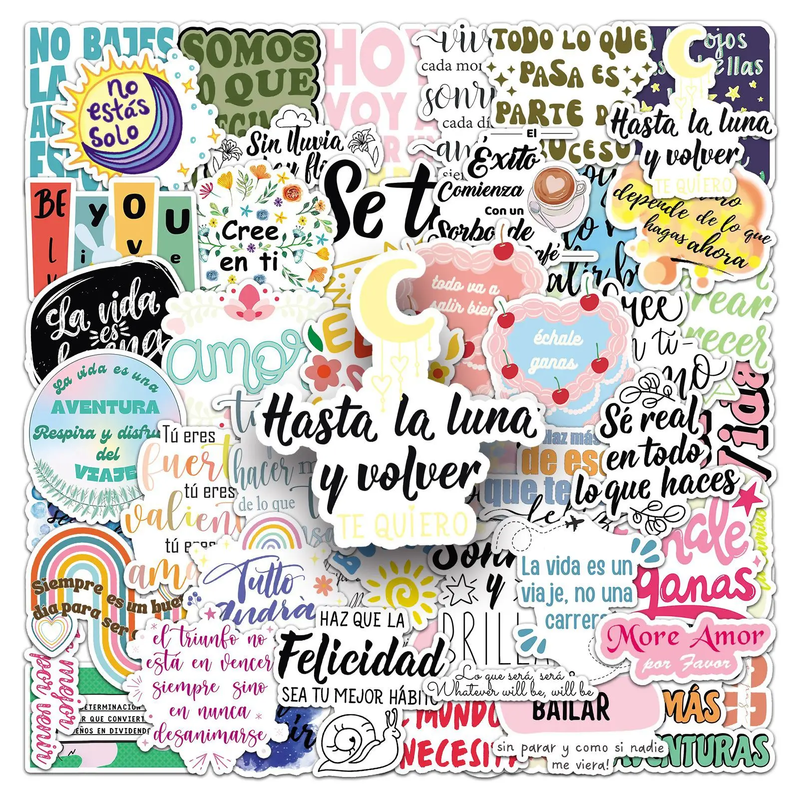 10/30/50 Cartoon Cute Inspirational Spanish Graffiti Stickers Text Phrase Decals DIY Laptop Waterproof Cool Stickers Classic Toy
10/30/50 Cartoon Cute Inspirational Spanish Graffiti Stickers Text Phrase Decals DIY Laptop Waterproof Cool Stickers Classic Toy