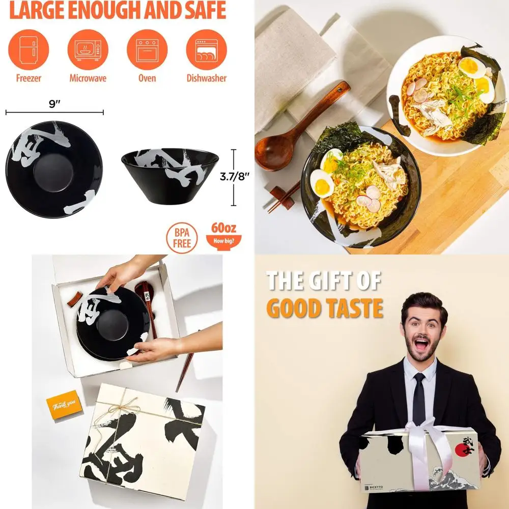 Large 60oz Japanese Ceramic Ramen Bowl Set with Chopsticks, Spoons, and Rests - Ideal for Ramen, Pho, Salad, and More - Minimali
Large 60oz Japanese Ceramic Ramen Bowl Set with Chopsticks, Spoons, and Rests - Ideal for Ramen, Pho, Salad, and More - Minimali