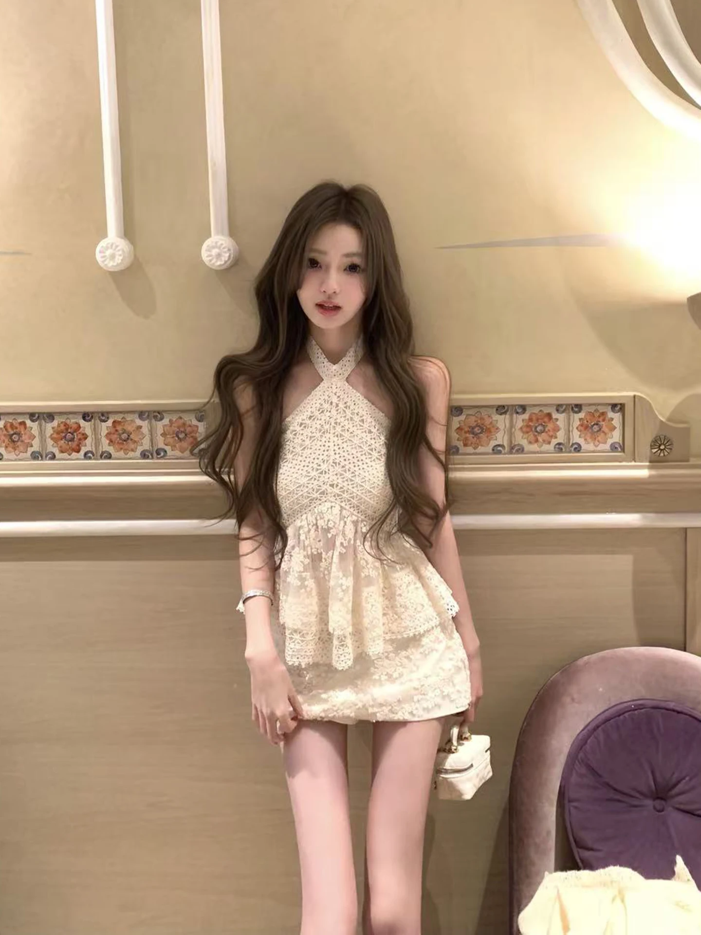 Lace Splice Halter Neck Two-Piece Set Women's Fashion Spring 2026 Slimming High Waist Short Skirt Breathable Short Sleeve
Lace Splice Halter Neck Two-Piece Set Women's Fashion Spring 2026 Slimming High Waist Short Skirt Breathable Short Sleeve
