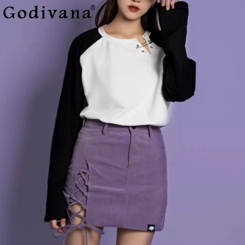 Весенне-осенняя фиолетовая эластичная юбка-шорты с разрезом и шнуровкой, имитация двух частей, модная, с высокой талией, А-силуэт, универсальная, омолаживающая
Весенне-осенняя фиолетовая эластичная юбка-шорты с разрезом и шнуровкой, имитация двух частей, модная, с высокой талией, А-силуэт, универсальная, омолаживающая