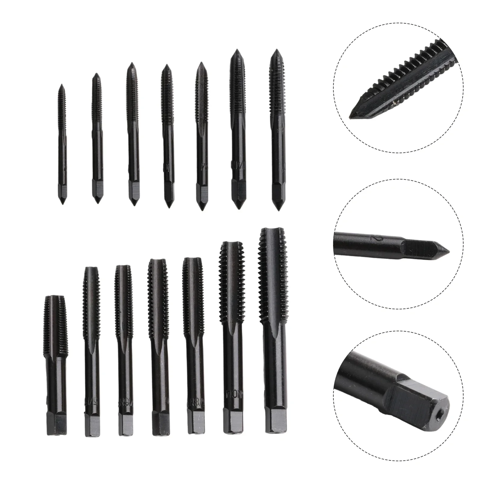 14pcs Tap Set Machine Taps Spiral Point Screw Thread Drill Bits 1/4-28NF 10-32NF 7/16-14NC 5/16-24NF Hand Tools
14pcs Tap Set Machine Taps Spiral Point Screw Thread Drill Bits 1/4-28NF 10-32NF 7/16-14NC 5/16-24NF Hand Tools