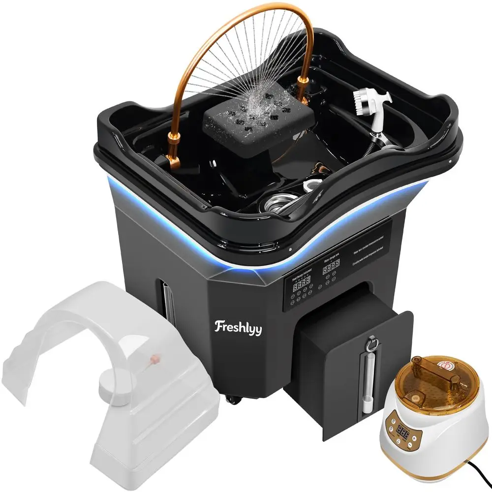 Head Spa Equipment with 60L Water Tank amp 30L Waste Bucket, Water Circulation, Warm Steam amp Portable Shampoo Basin for Salon
Head Spa Equipment with 60L Water Tank amp 30L Waste Bucket, Water Circulation, Warm Steam amp Portable Shampoo Basin for Salon