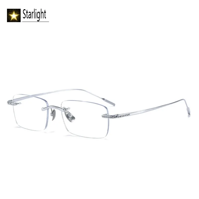 Rimless Anti Blue Light Titanium with Diamond Square Glasses Frame Women Eyeglass Frames Woman Reading Myopia Prescription 145mm
Rimless Anti Blue Light Titanium with Diamond Square Glasses Frame Women Eyeglass Frames Woman Reading Myopia Prescription 145mm