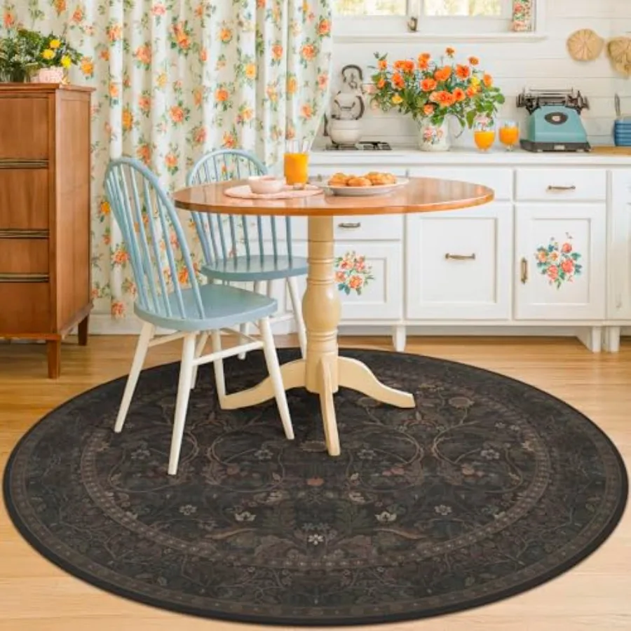Floral 6Feet Round Carpet for Dining Room Under Table, Thin Low Pile Soft Botanical Patern Area Rug for Bedroom, Living Room, T
Floral 6Feet Round Carpet for Dining Room Under Table, Thin Low Pile Soft Botanical Patern Area Rug for Bedroom, Living Room, T
