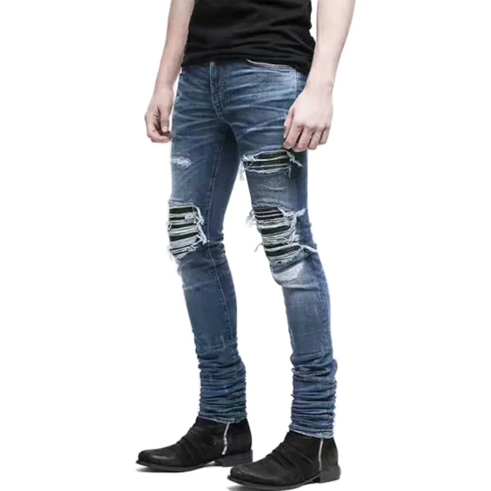 Pop Seasons New Fashion Men's Causla Trendy Washed Retro Blue Skinny Jeans Pencil Pants Hole Patched Denim Trousers Male Jeans
Pop Seasons New Fashion Men's Causla Trendy Washed Retro Blue Skinny Jeans Pencil Pants Hole Patched Denim Trousers Male Jeans