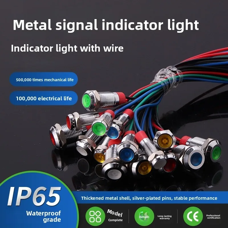6/8/10/12mm LED Waterproof Metal LED Indicator Light Signal Lamp with Wire 3V-6V 12V-24V 220V Red Blue Green Yellow White
6/8/10/12mm LED Waterproof Metal LED Indicator Light Signal Lamp with Wire 3V-6V 12V-24V 220V Red Blue Green Yellow White