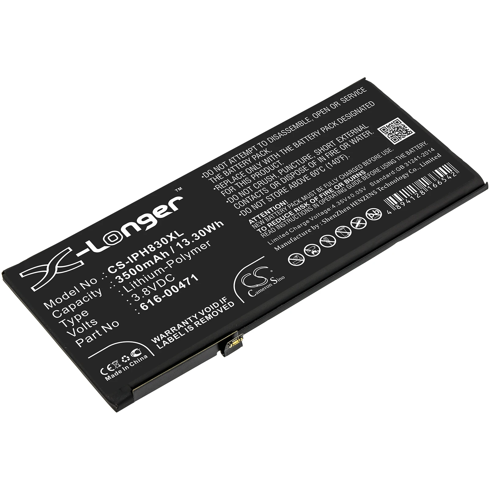 Mobile, SmartPhone Battery For Apple:616-00468,616-00471,iPhone XR,A2105,A2106,A2108,A1984,iPhone 11.8,--3500mAh/13.30Wh--3.80V
Mobile, SmartPhone Battery For Apple:616-00468,616-00471,iPhone XR,A2105,A2106,A2108,A1984,iPhone 11.8,--3500mAh/13.30Wh--3.80V