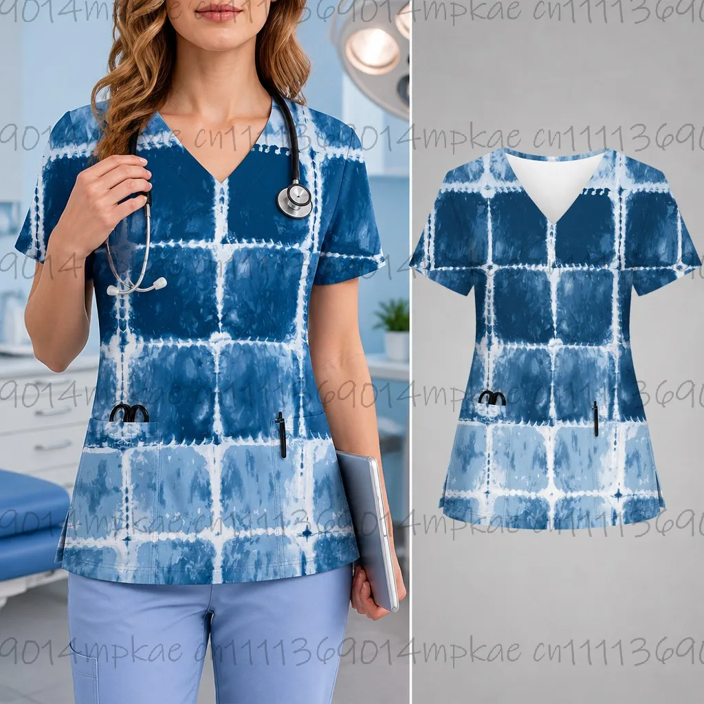 Tie-Dye Colorful Nurse Uniform Print Women's V-Neck Pocket Short-Sleeve Matte Top Women's Commuter Wear Nursing T-Shirt
Tie-Dye Colorful Nurse Uniform Print Women's V-Neck Pocket Short-Sleeve Matte Top Women's Commuter Wear Nursing T-Shirt