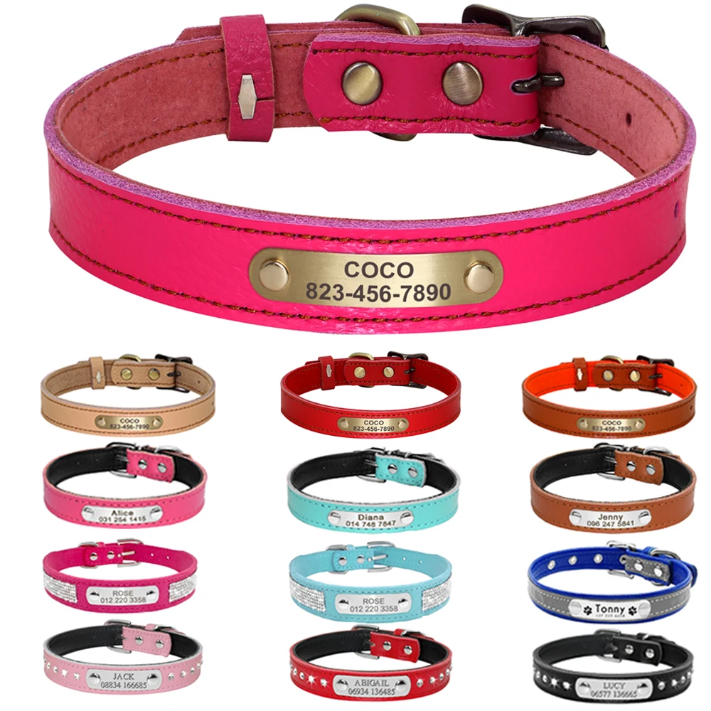 Personalized Dog Collar PU Leather Puppy Dog Collars Free Engraved Pet ID Tag Necklace Collars For Small Medium Dogs Chihuahua
Personalized Dog Collar PU Leather Puppy Dog Collars Free Engraved Pet ID Tag Necklace Collars For Small Medium Dogs Chihuahua