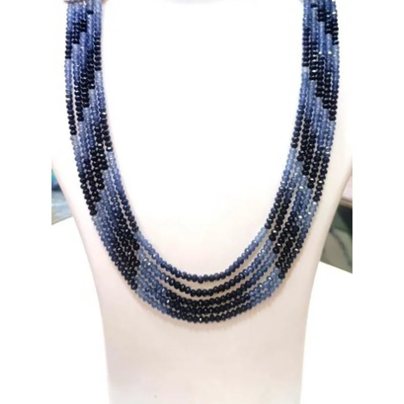 5 Stand Natural Blue Sapphire Beads Necklace Faceted Rondelle Jade Gemstone
5 Stand Natural Blue Sapphire Beads Necklace Faceted Rondelle Jade Gemstone