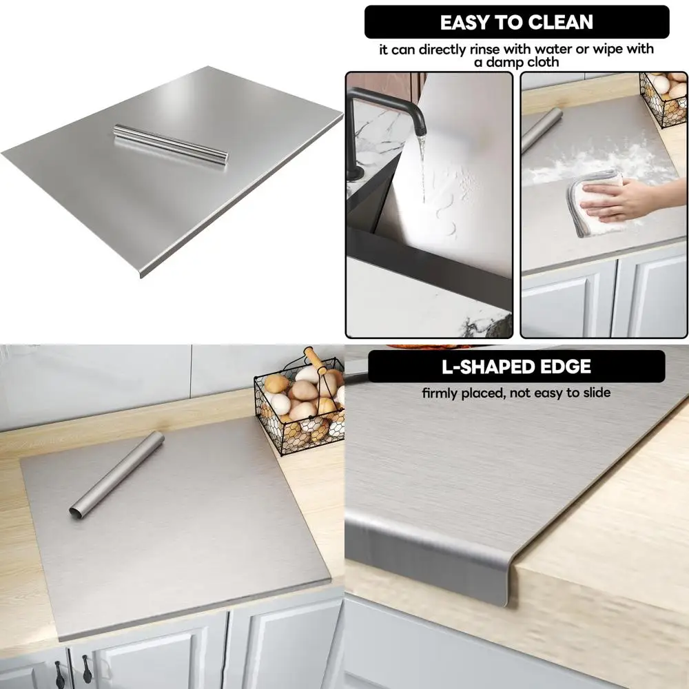 Large Non-Slip Stainless Steel Cutting Board with Lip, 31.5 x 22.8, Thick Metal Baking Board for Rolling and Baking
Large Non-Slip Stainless Steel Cutting Board with Lip, 31.5 x 22.8, Thick Metal Baking Board for Rolling and Baking