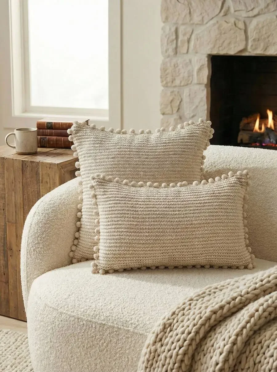 1pc Pom Pom Decor Cushion Cover Without Filler,Simple Plain Decorative Throw Pillow Case For Home, Decor
1pc Pom Pom Decor Cushion Cover Without Filler,Simple Plain Decorative Throw Pillow Case For Home, Decor