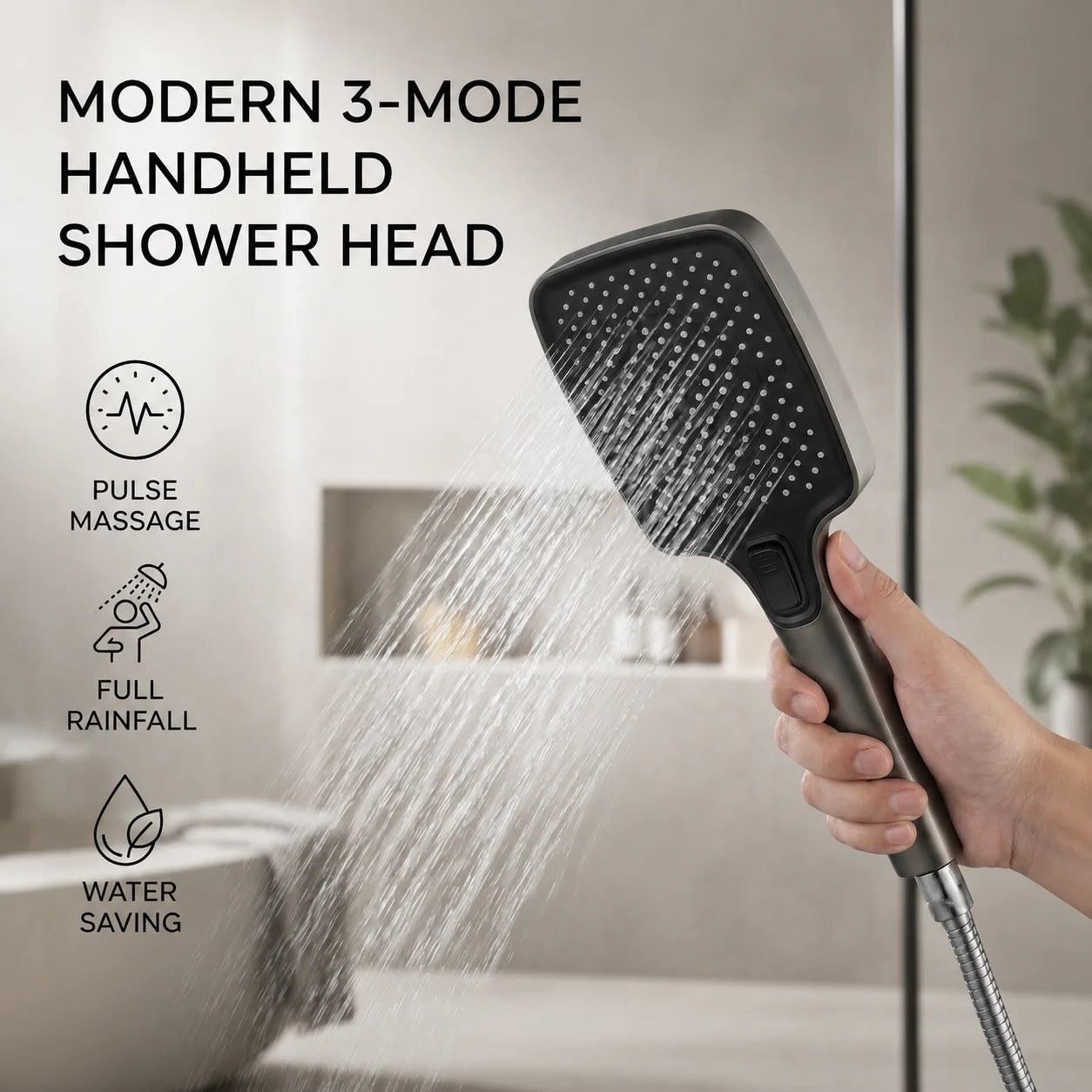Luxury 3-Mode High Pressure Rainfall Shower Head Set,Power Boost Handheld Wand,Water Saving,Easy Install,Universal G1/2,Gunmetal
Luxury 3-Mode High Pressure Rainfall Shower Head Set,Power Boost Handheld Wand,Water Saving,Easy Install,Universal G1/2,Gunmetal