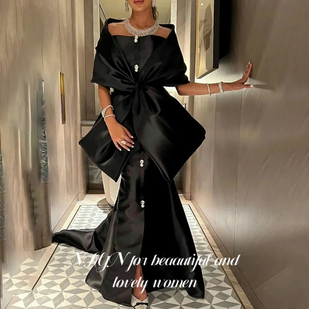 NFYN Black Prom Dress Square Short Sleeves Prom Gown Satin Split Pleated Chic Woman Evening Dresses for Woman 프롬 드레스 Customized
NFYN Black Prom Dress Square Short Sleeves Prom Gown Satin Split Pleated Chic Woman Evening Dresses for Woman 프롬 드레스 Customized