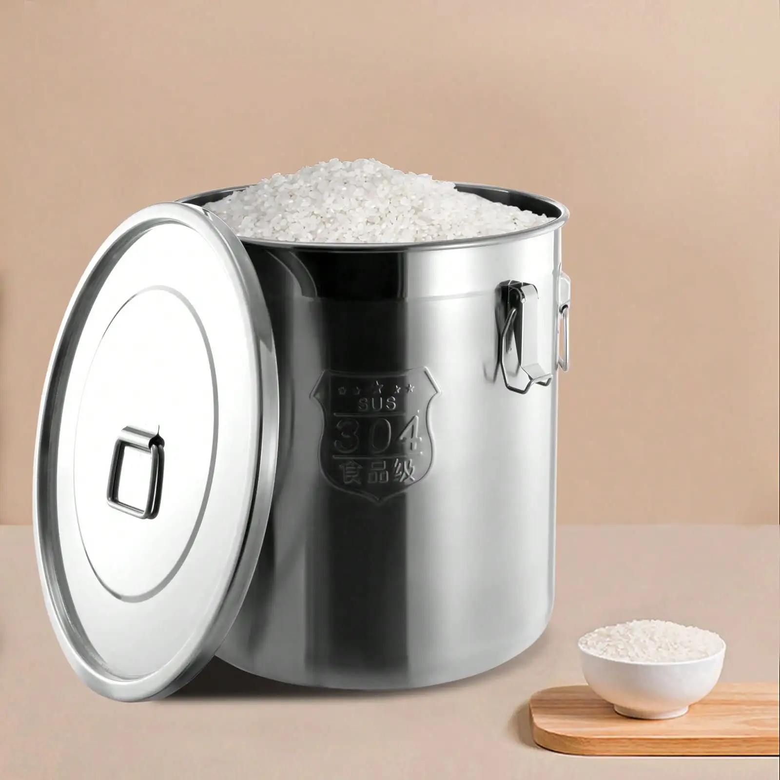 48L Stainless Steel Airtight Canister For Kitchen, Food Rice Cereal Grain Canisters Container Storage Bucket W/Handles+Lid
48L Stainless Steel Airtight Canister For Kitchen, Food Rice Cereal Grain Canisters Container Storage Bucket W/Handles+Lid