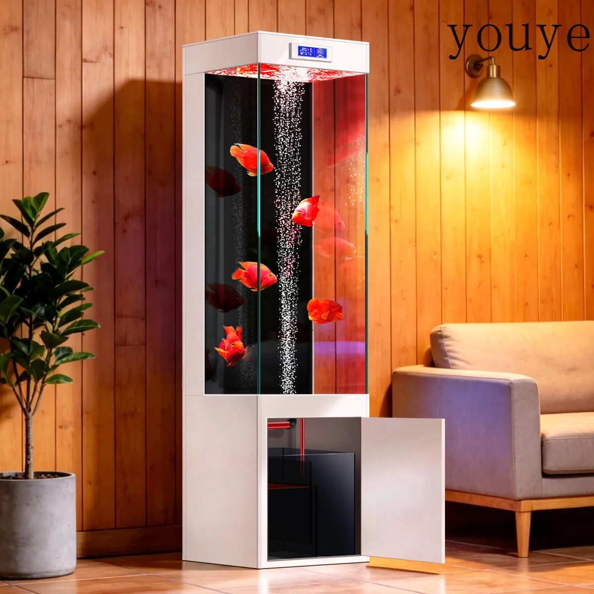 Smart fish tank living room new bottom filter integrated vertical small lazy self-circulation ultra-white glass goldfish tank
Smart fish tank living room new bottom filter integrated vertical small lazy self-circulation ultra-white glass goldfish tank