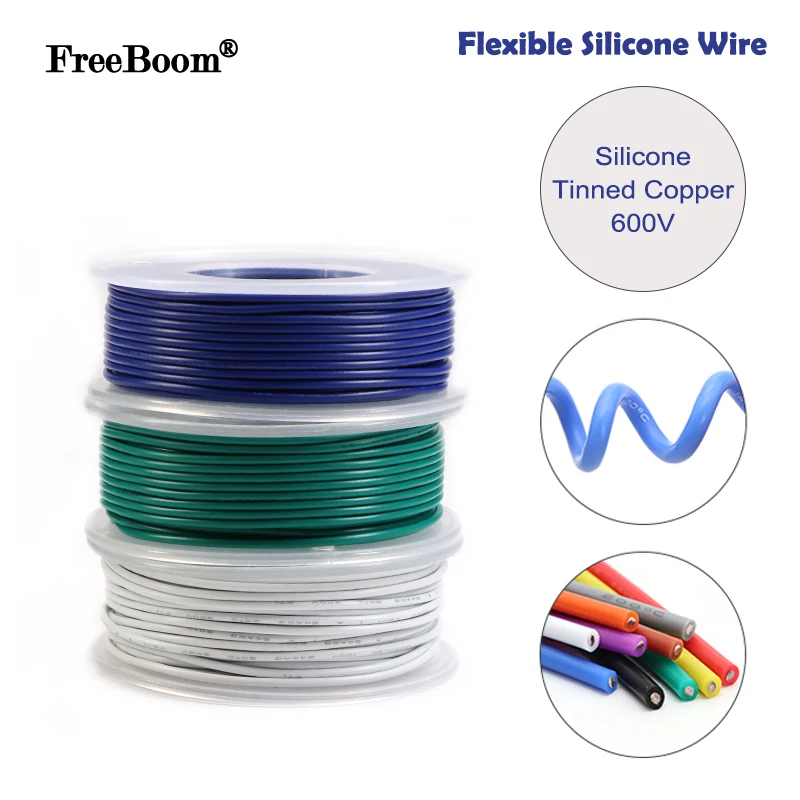 Ultra Soft Silicone Wire In Roll 30/28/26/24/22/20/18/16AWG Silicone Rubber Insulated Tinned Copper Heat resistant Cable Coil
Ultra Soft Silicone Wire In Roll 30/28/26/24/22/20/18/16AWG Silicone Rubber Insulated Tinned Copper Heat resistant Cable Coil