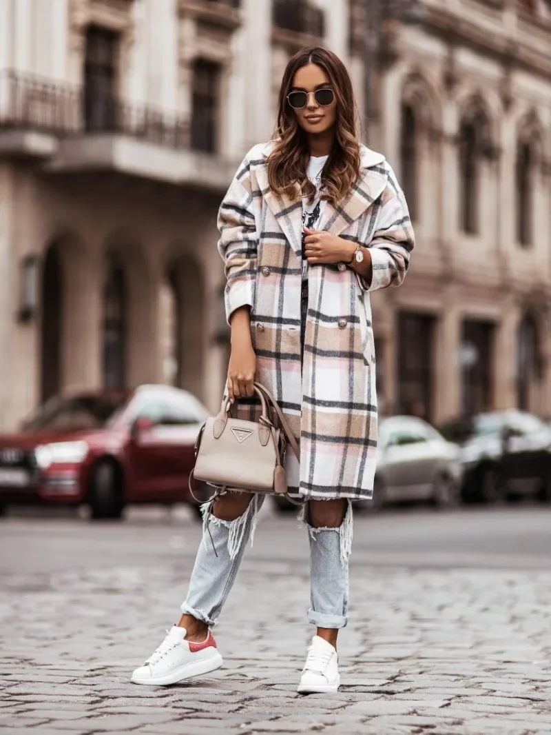 Women's New Sexy Fashion Leisure Commuting Vacation Style Versatile Mid Length Plaid Printed Woolen Coat
Women's New Sexy Fashion Leisure Commuting Vacation Style Versatile Mid Length Plaid Printed Woolen Coat