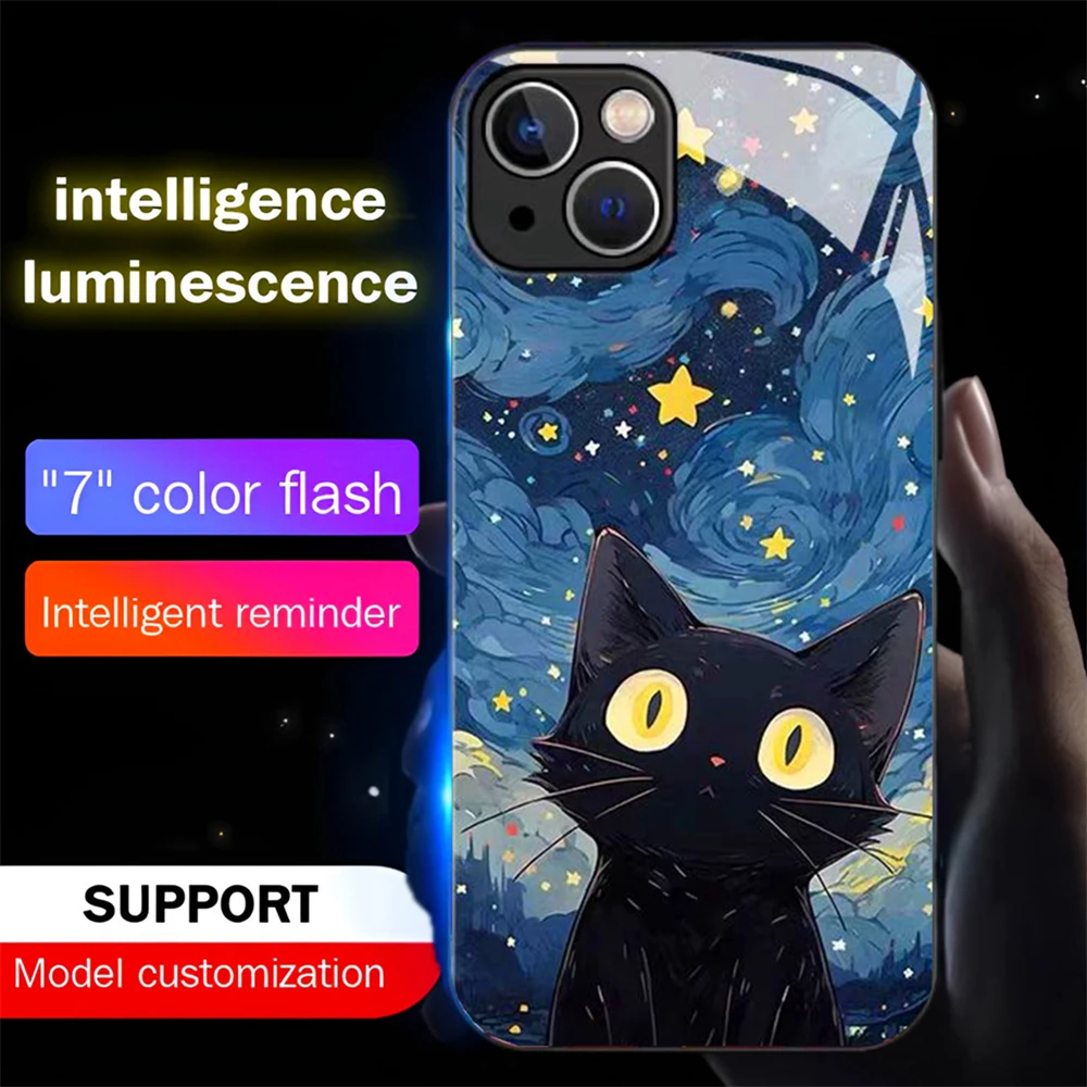 Black Cat Oil Painting Sound Control LED Flash Cases Luminous Glass Cover For iPhone Air 17 16 E 15 14 13 12 11 Pro Max XR XS
Black Cat Oil Painting Sound Control LED Flash Cases Luminous Glass Cover For iPhone Air 17 16 E 15 14 13 12 11 Pro Max XR XS