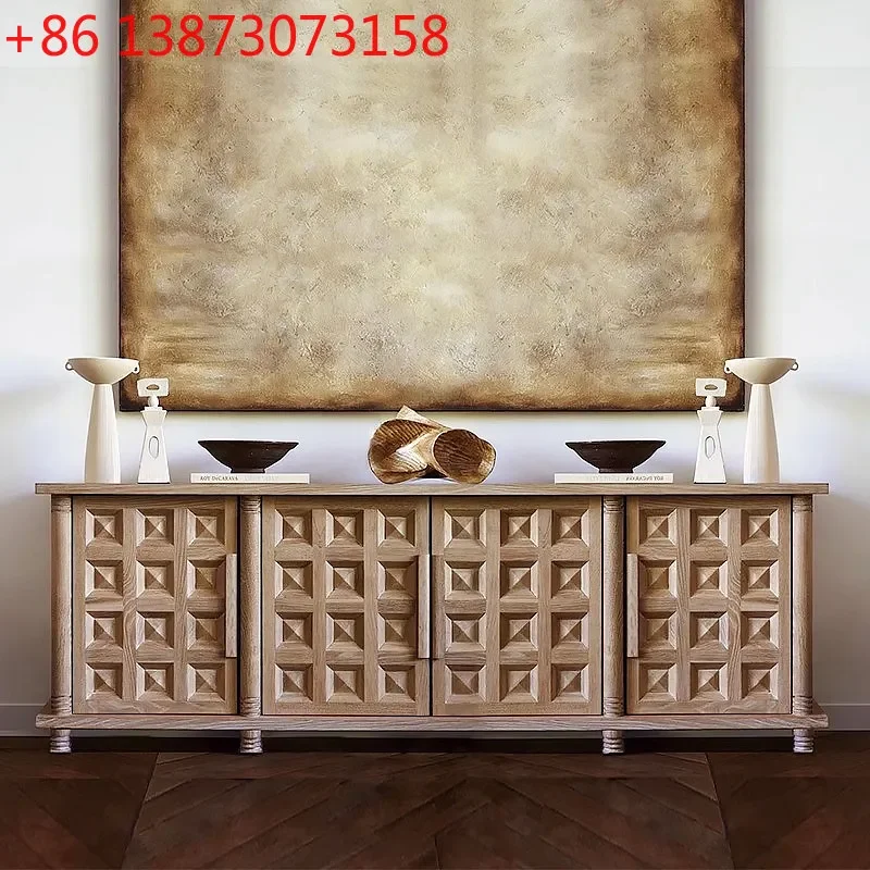 American retro solid wood dining side cabinet medieval wabi wind living room bedroom entrance engraved TV cabinet
American retro solid wood dining side cabinet medieval wabi wind living room bedroom entrance engraved TV cabinet