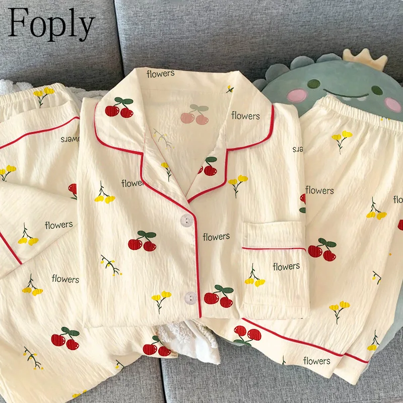 3Piece Woman Pajama Set Cherry Print Spring Summer Clouds Cotton Pyjama Sleepwear Short Sleeve Pants Pijama Mujer Pjs Loungewear
3Piece Woman Pajama Set Cherry Print Spring Summer Clouds Cotton Pyjama Sleepwear Short Sleeve Pants Pijama Mujer Pjs Loungewear