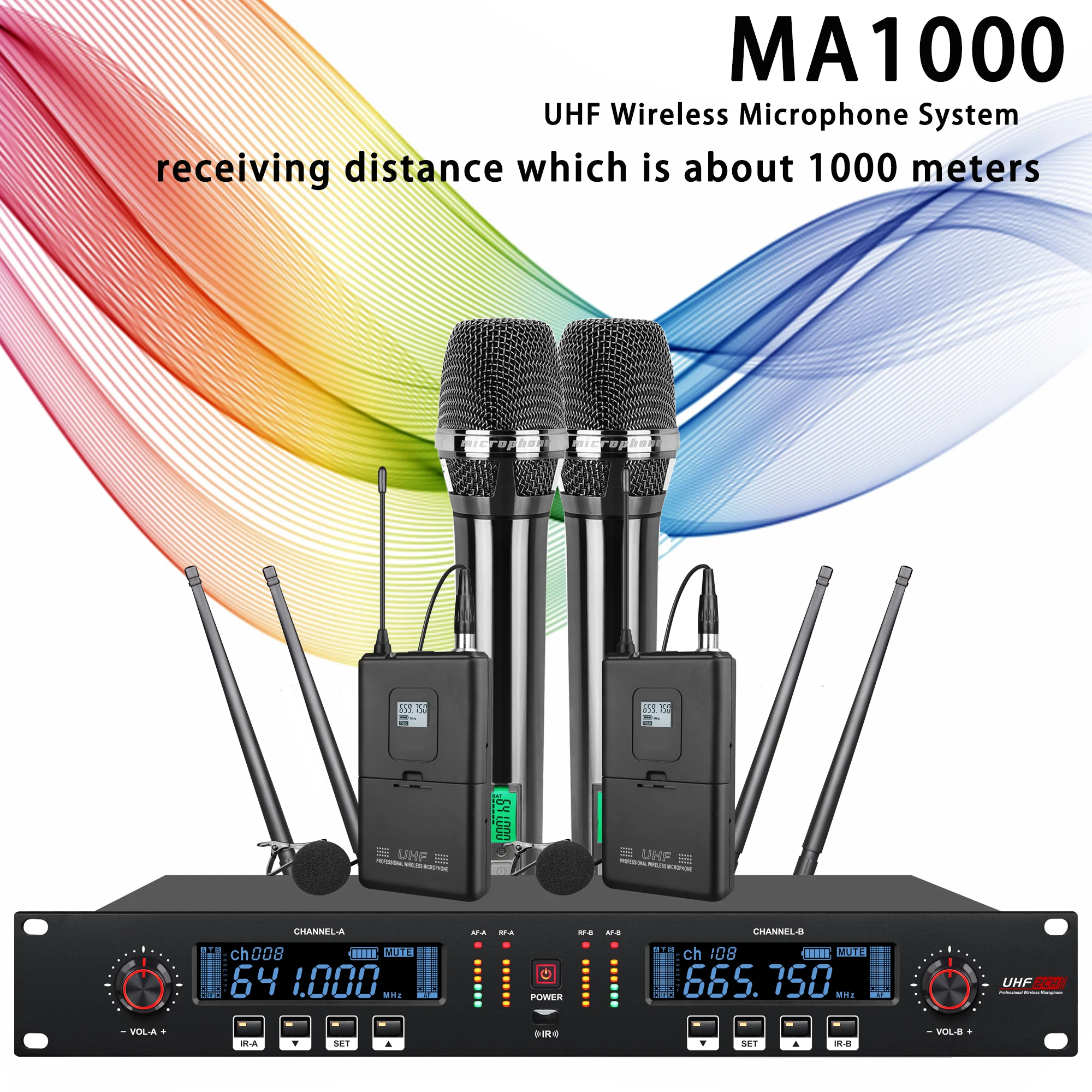 Shenndare MA1000 Professional Wireless Microphone System 2 channel Receiving 1000 meters Stage mic for Stage Performance
Shenndare MA1000 Professional Wireless Microphone System 2 channel Receiving 1000 meters Stage mic for Stage Performance