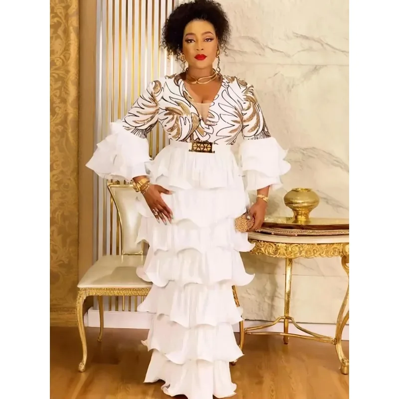 Африканские вечерние платья больших размеров для женщин, Дашики Анкара, свадебное вечернее платье с блестками, элегантное мусульманское платье макси в Турции, новинка 2023 года 
Африканские вечерние платья больших размеров для женщин, Дашики Анкара, свадебное вечернее платье с блестками, элегантное мусульманское платье макси в Турции, новинка 2023 года