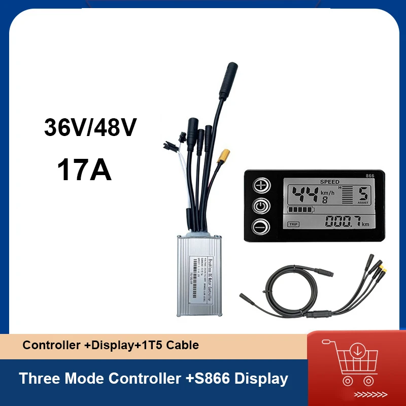 Electric bicycle Retrofit Kit eBike LCD Display S866 Three Mode 17A Waterproof Sinewave Controller 1T5 Cable,For 250W/350W Motor
Electric bicycle Retrofit Kit eBike LCD Display S866 Three Mode 17A Waterproof Sinewave Controller 1T5 Cable,For 250W/350W Motor