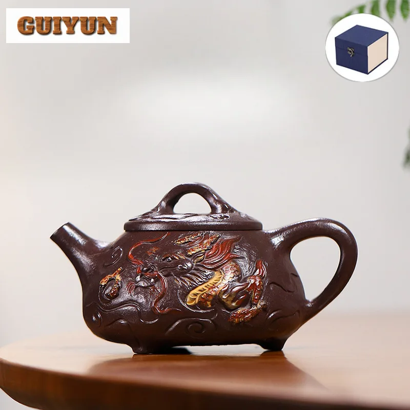 240ml Retro Yixing Purple Clay Teapots Handmade Stone Scoop Dragon Pot Raw Ore Purple Mud Kettle With Filter Zisha Tea Set Craft
240ml Retro Yixing Purple Clay Teapots Handmade Stone Scoop Dragon Pot Raw Ore Purple Mud Kettle With Filter Zisha Tea Set Craft