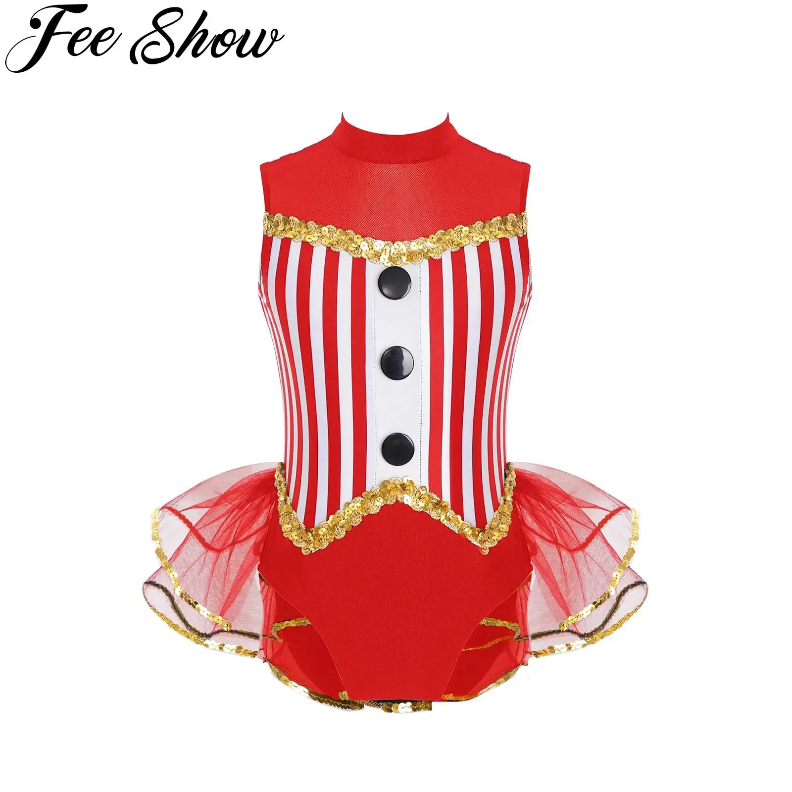 Kids Girls Latin Jazz Dance Performance Costume Sequins Trim Mock Neck Open Back Striped Leotard Tulle Skirted Bodysuit
Kids Girls Latin Jazz Dance Performance Costume Sequins Trim Mock Neck Open Back Striped Leotard Tulle Skirted Bodysuit