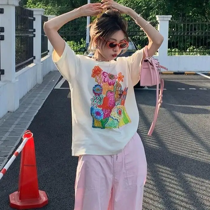 2025 Summer Casual Oversized T Shirt Pure Cotton Short Sleeve T-shirts Women Harajuku Painted Print Y2k Tops Hip Hop Streetwear
2025 Summer Casual Oversized T Shirt Pure Cotton Short Sleeve T-shirts Women Harajuku Painted Print Y2k Tops Hip Hop Streetwear
