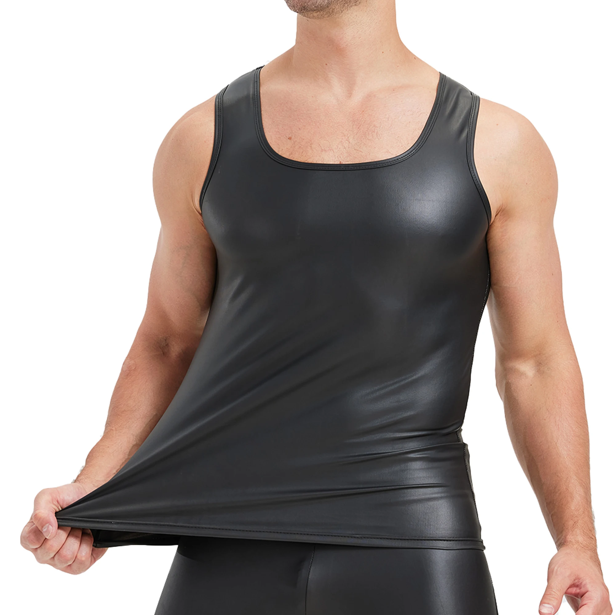 Sexy Men's Stretchy Sleeveless Undershirts Faux Leather Vests Muscle Slim-fit Tank Tops Nightclub Party Costumes Male Singlets
Sexy Men's Stretchy Sleeveless Undershirts Faux Leather Vests Muscle Slim-fit Tank Tops Nightclub Party Costumes Male Singlets