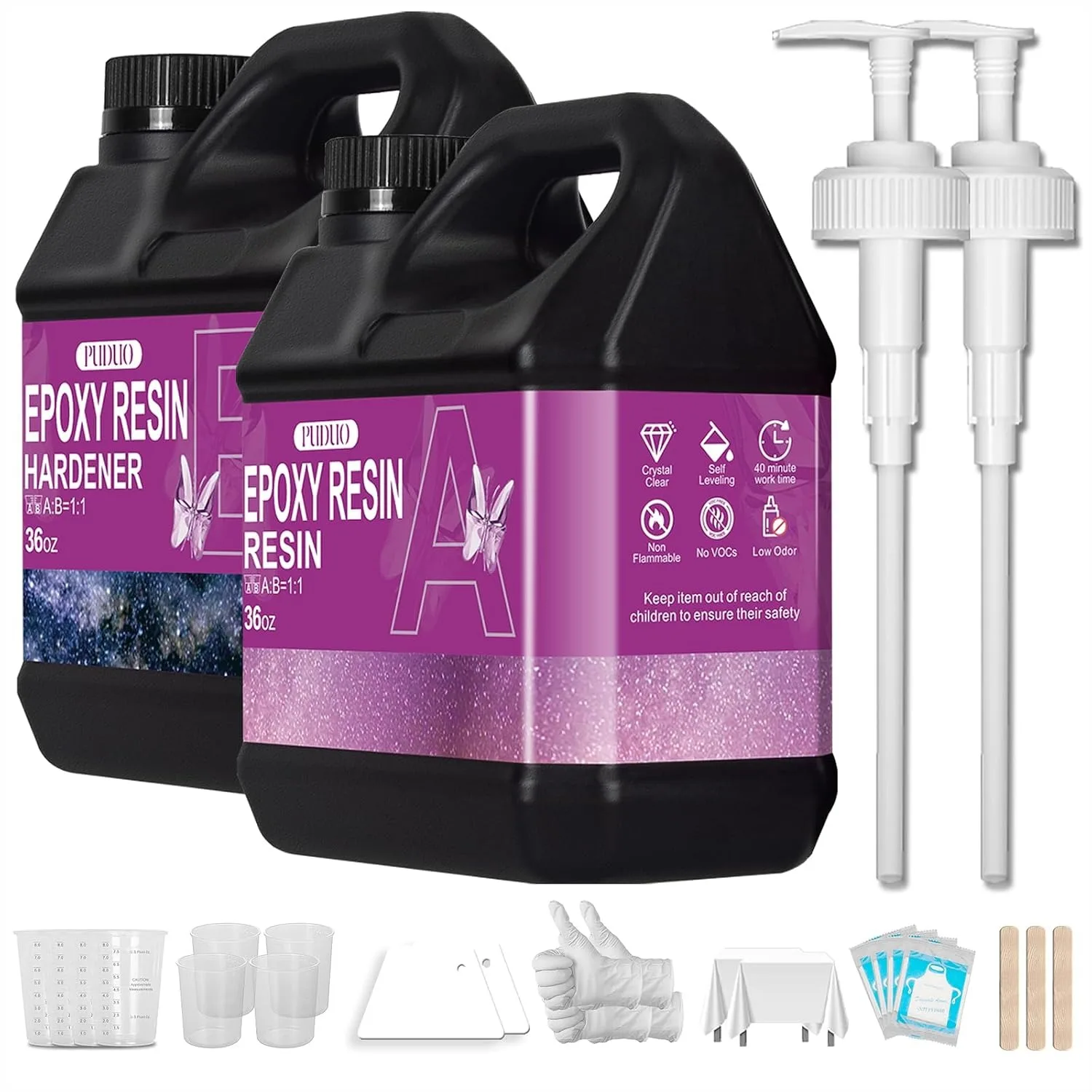 Crystal Clear Epoxy Resin Kit 72OZ, Bubble-Free, Anti-Yellowing for Casting, DIY, Jewelry, Easy 1:1 Mix
Crystal Clear Epoxy Resin Kit 72OZ, Bubble-Free, Anti-Yellowing for Casting, DIY, Jewelry, Easy 1:1 Mix