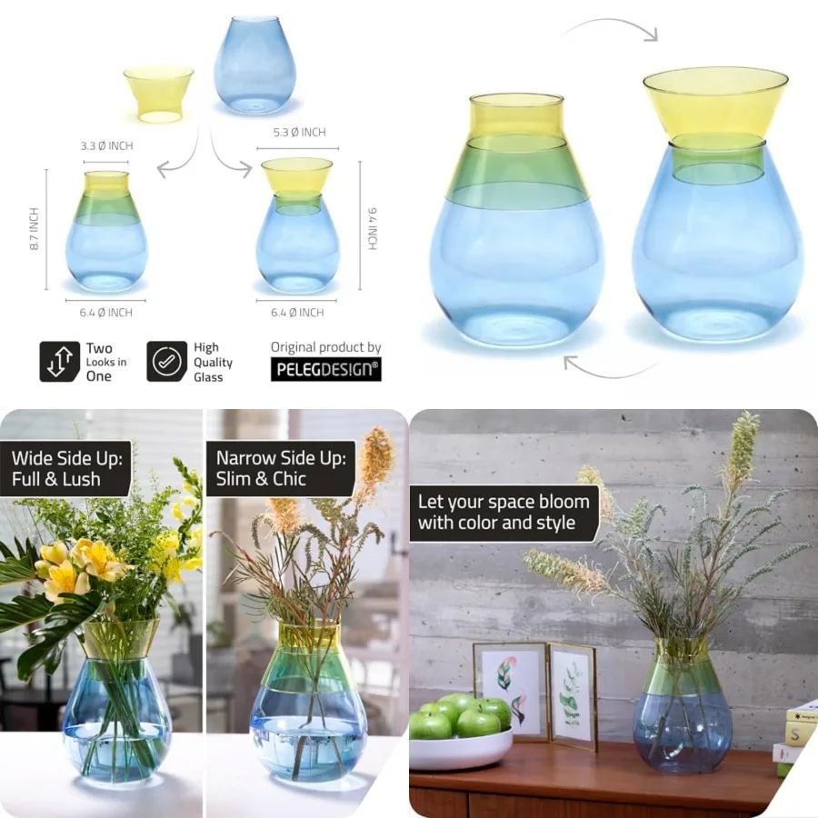 Home Décor in 3 Colors Round Glass Vase for Flower Bouquets Decorative Vase with Flippable Top Glass Vases for Centerpieces
Home Décor in 3 Colors Round Glass Vase for Flower Bouquets Decorative Vase with Flippable Top Glass Vases for Centerpieces