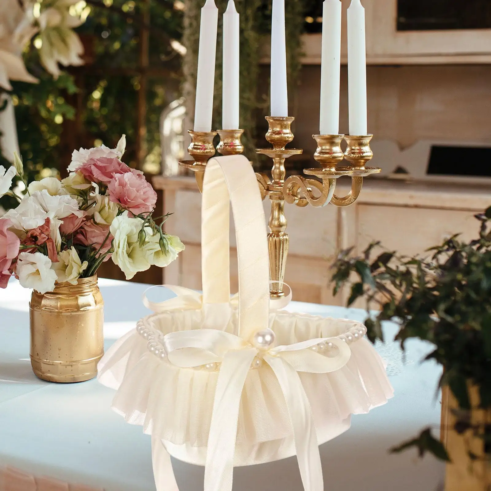 Flower Girl Basket Wedding Basket Elegant Bowknot Satin Flower Basket for Anniversary Celebration Centerpiece Engagement Party
Flower Girl Basket Wedding Basket Elegant Bowknot Satin Flower Basket for Anniversary Celebration Centerpiece Engagement Party