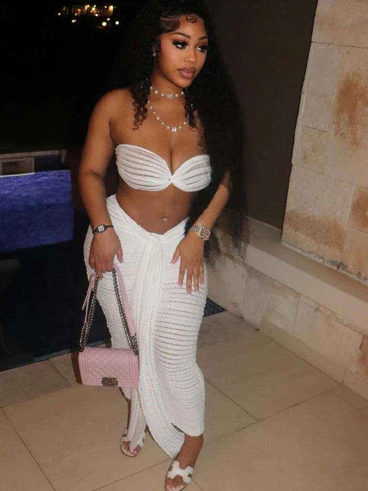 Beyprern Элегантный комплект из двух предметов с текстурированным топом и длинной юбкой со рюшами спереди, праздничная одежда, женское платье из двух предметов на шнуровке, клубная одежда
Beyprern Элегантный комплект из двух предметов с текстурированным топом и длинной юбкой со рюшами спереди, праздничная одежда, женское платье из двух предметов на шнуровке, клубная одежда