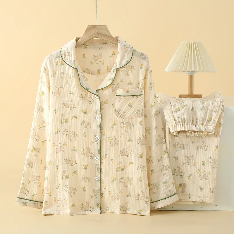 Женский пижамный комплект из хлопкового крепа на весну-осень 2026: милый и уютный домашний комплект из двух предметов с длинными рукавами и брюками для женщин
Женский пижамный комплект из хлопкового крепа на весну-осень 2026: милый и уютный домашний комплект из двух предметов с длинными рукавами и брюками для женщин