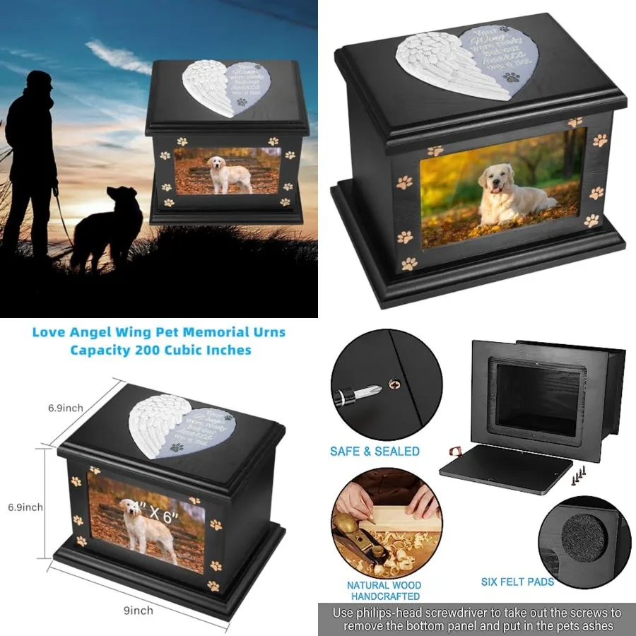 Pet Memorial Urns for Dogs or Cats Ashes, Large Wooden Funeral Pets Memorial Urns with Photo Frame, Cremation Urns Keepsake Mem
Pet Memorial Urns for Dogs or Cats Ashes, Large Wooden Funeral Pets Memorial Urns with Photo Frame, Cremation Urns Keepsake Mem