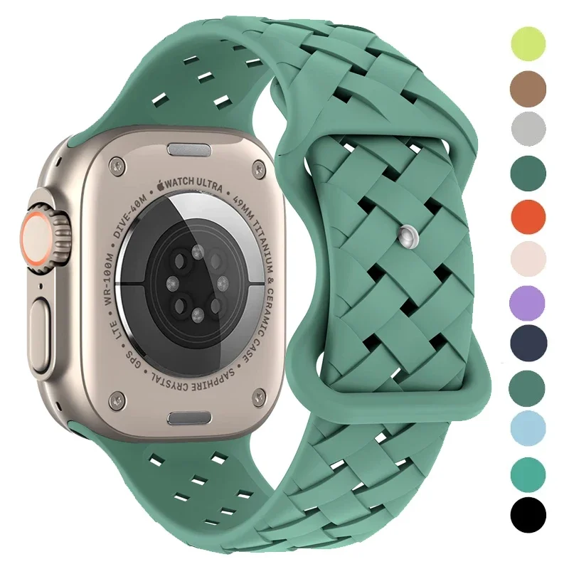 Silicone Strap for Apple Watch Band Ultra 49mm 44mm 40mm 45mm 41mm 38mm Woven Loop Watchband Bracelet IWatch Series 8 7 6 5 3 SE
Silicone Strap for Apple Watch Band Ultra 49mm 44mm 40mm 45mm 41mm 38mm Woven Loop Watchband Bracelet IWatch Series 8 7 6 5 3 SE