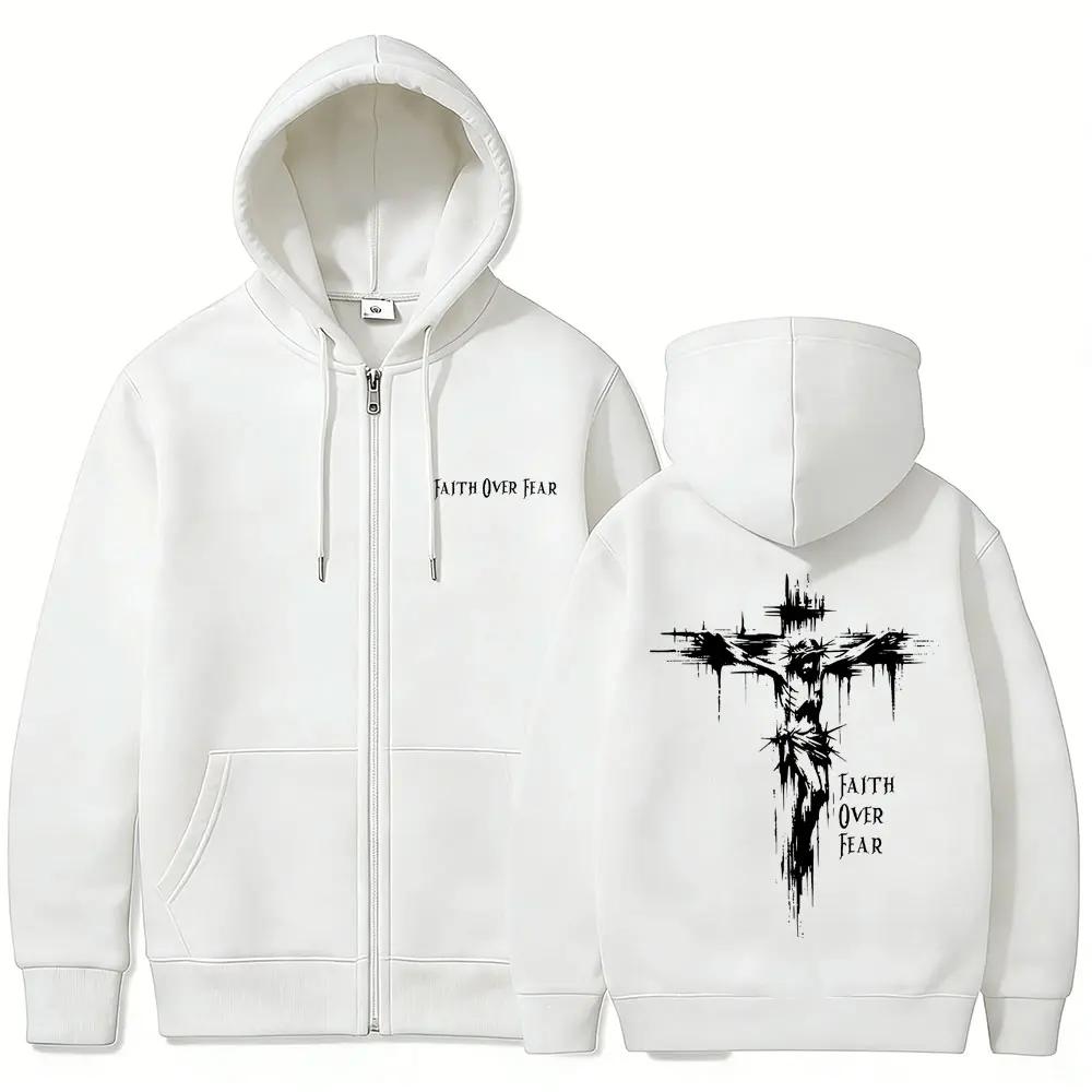 Christian Religious Jesus Faith Over Fear Bible Verse Zipper Hoodie Men Women Fashion Oversized Hoodies Male Vintage Zip Up Coat
Christian Religious Jesus Faith Over Fear Bible Verse Zipper Hoodie Men Women Fashion Oversized Hoodies Male Vintage Zip Up Coat